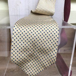 Vtg Tommy Hilfiger Silk Tie Shiny Yellow Blue Geometric Pattern W Red Wide